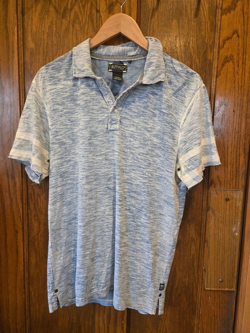 Buffalo David Bitton Light Blue Heathered Men's Polo Medium